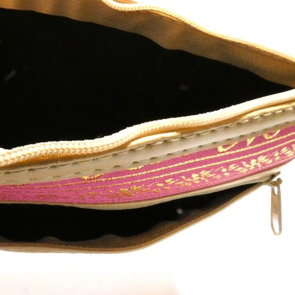 Pink and Gold Cosmetic Purse Makeup Bag Wallet Thailand Embossed Elephants NEW - Picture 3 of 4